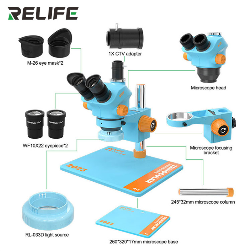 Electronics Repair Tool Kit - RELIFE RL-M5T-B11 0.7-5.0 mikroskop trinokular HD