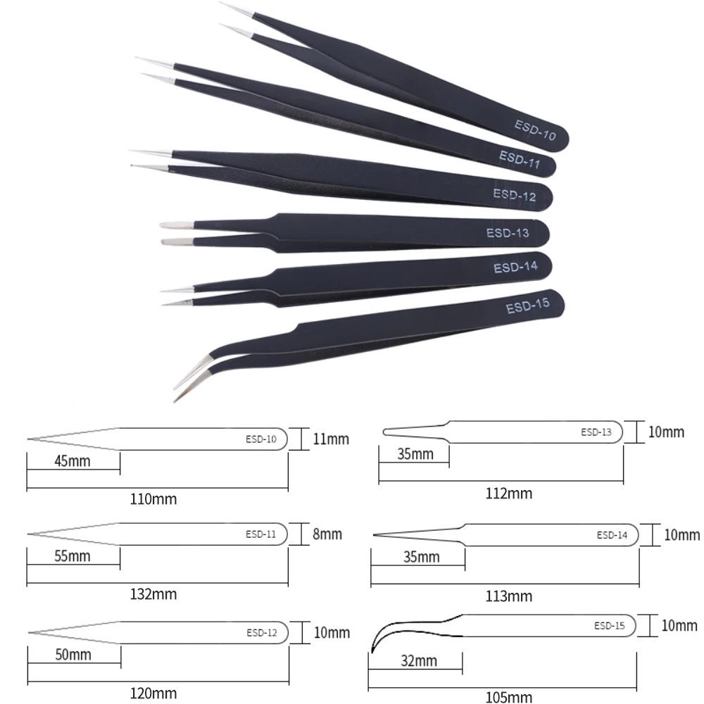 2/6 Buah Set Pinset Presisi ES - Electronics Repair Tool Kit ulasan dan harga